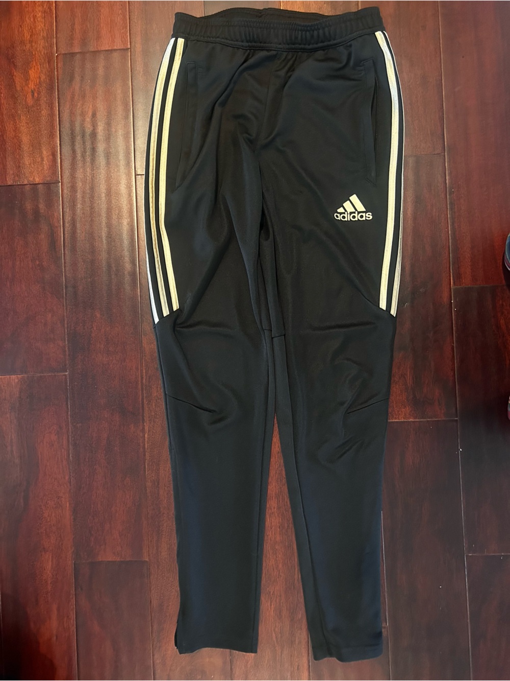 adidas Black Jogger with gold Triple Stripes